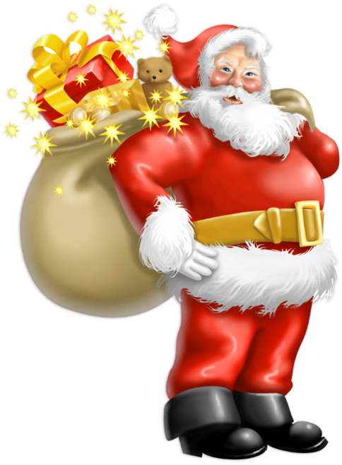 Transparent Santa Claus With Gifts Png Clipart - Christmas Santa Images Png (500x667), Png Download