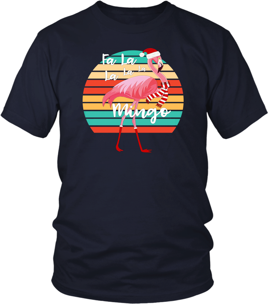 Vinage Cute Pink Flamingo Santa Hat Merry Christmas Clipart (902x1025), Png Download