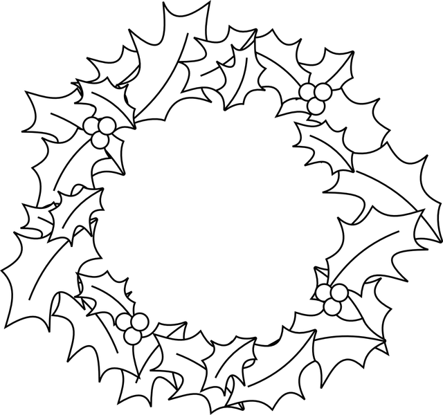 Freeuse Library Free Download Best Png Stock - Christmas Wreath Clip Art Black And White Transparent Png (640x600), Png Download