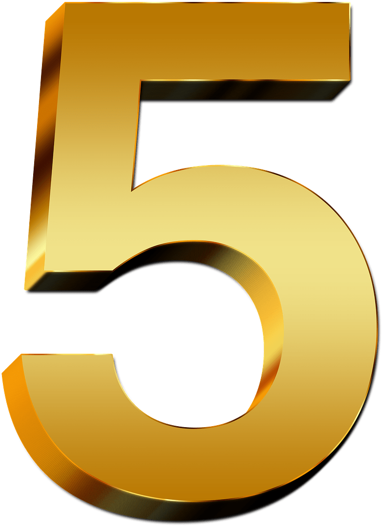5 Gold Png - Numero 5 En Dorado Clipart (1280x1280), Png Download