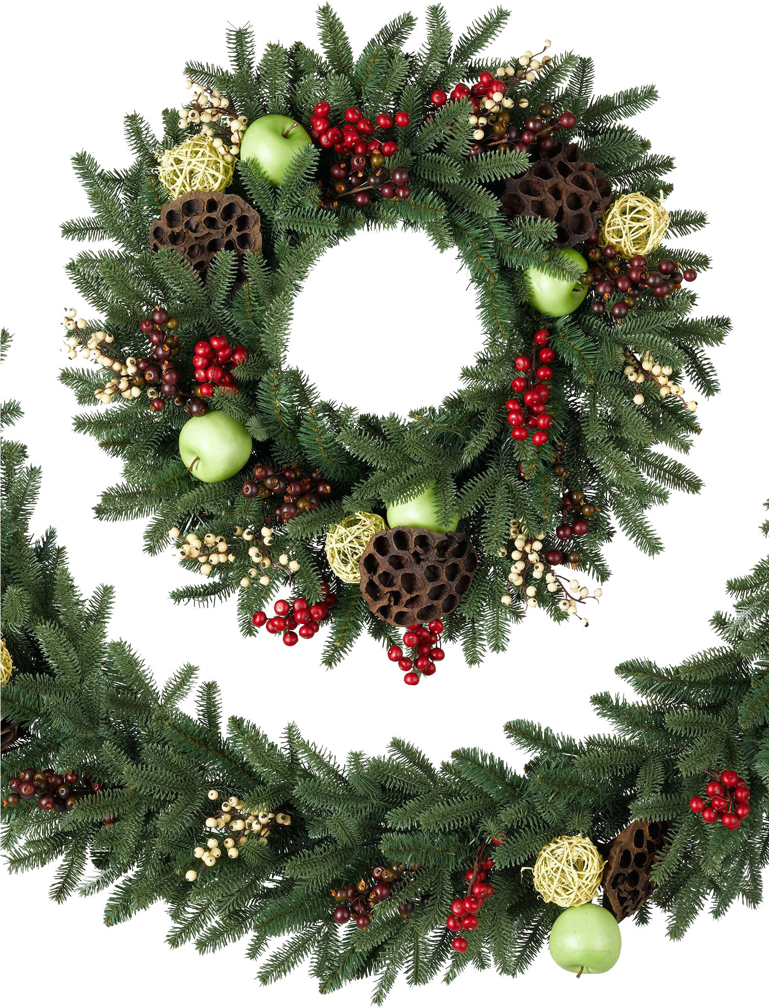 Christmas Wreath Transparent Png - Christmas Wreath Transparent Background Clipart (1500x1978), Png Download