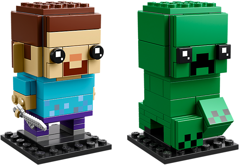 Steve & Creeper - Lego Brickheadz Steve And Creeper Clipart (800x600), Png Download