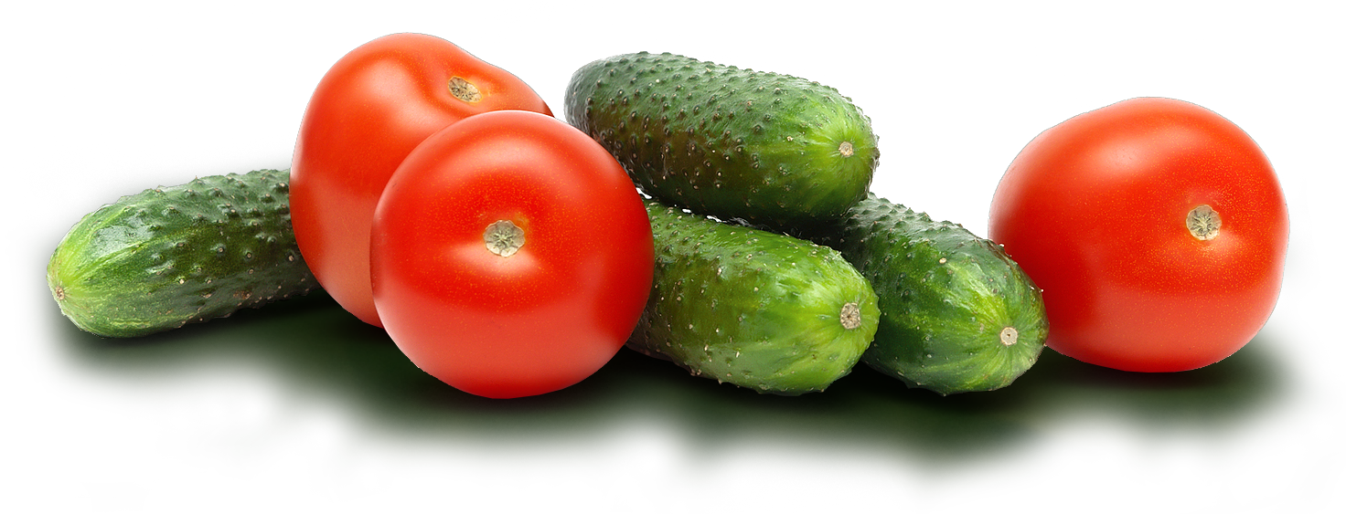 Cucumbers Nd Tomatoes - Tomato And Cucumber Png Clipart (1472x563), Png Download