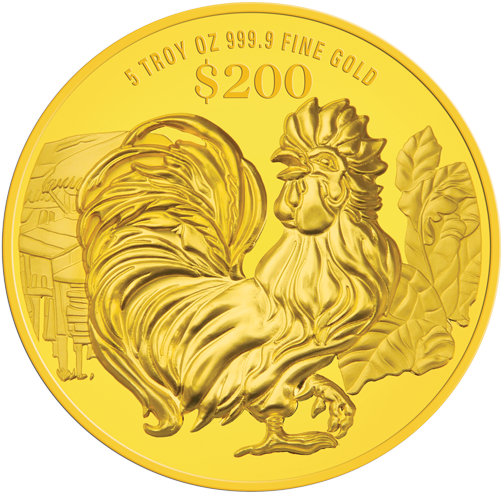 Singapore 2017 Year Of The Rooster Proof Gold Coin - 2017 Rooster Gold Coin Clipart (600x800), Png Download