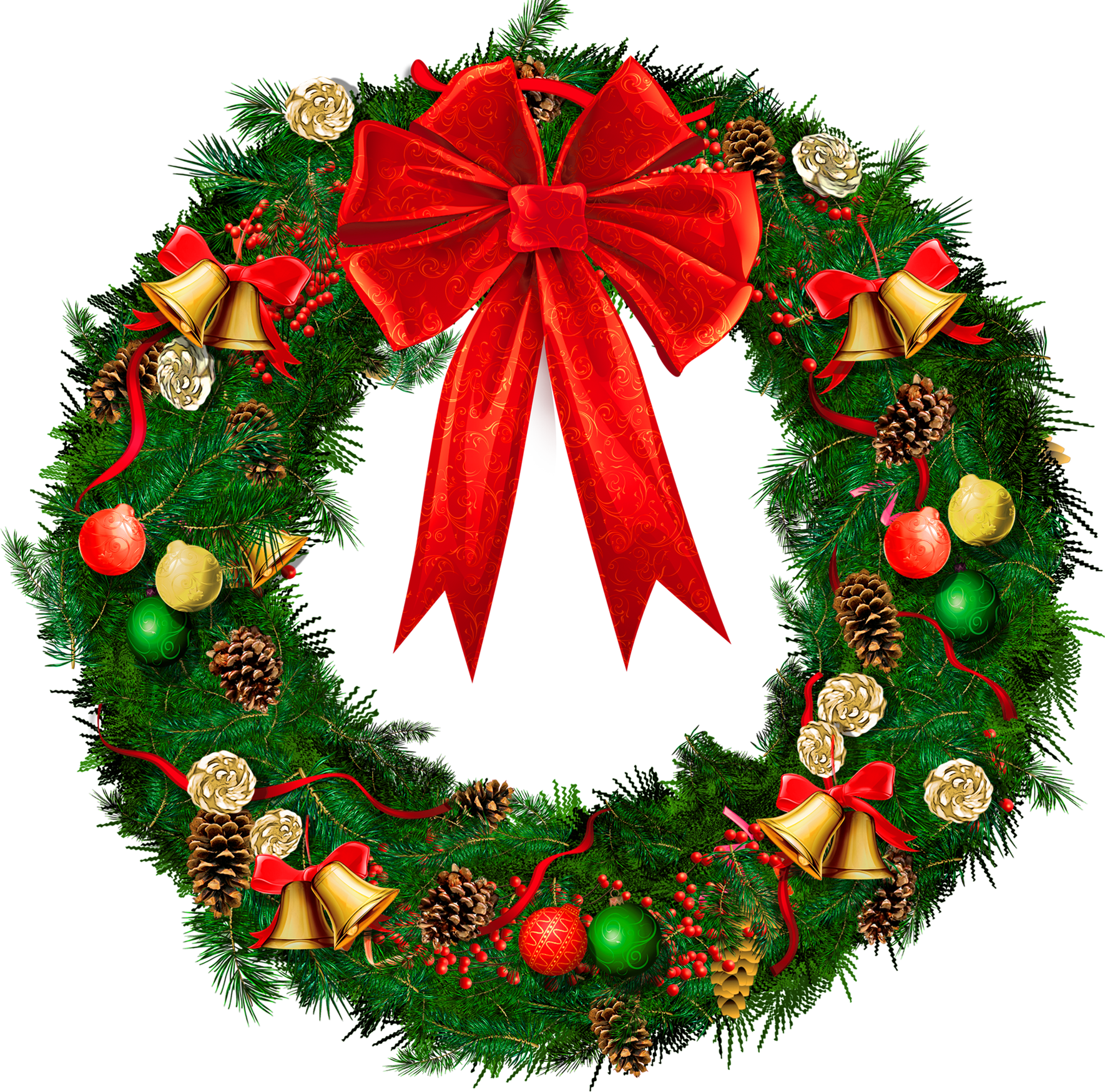 Christmas Wreath Png - Christmas Wreath Transparent Clipart (1770x1749), Png Download