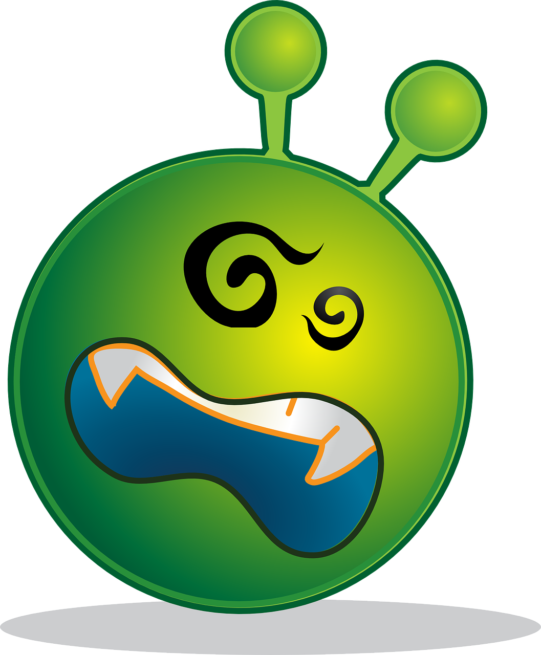 Smiley Green Alien Ko - Alien Smiley Clipart (925x1023), Png Download