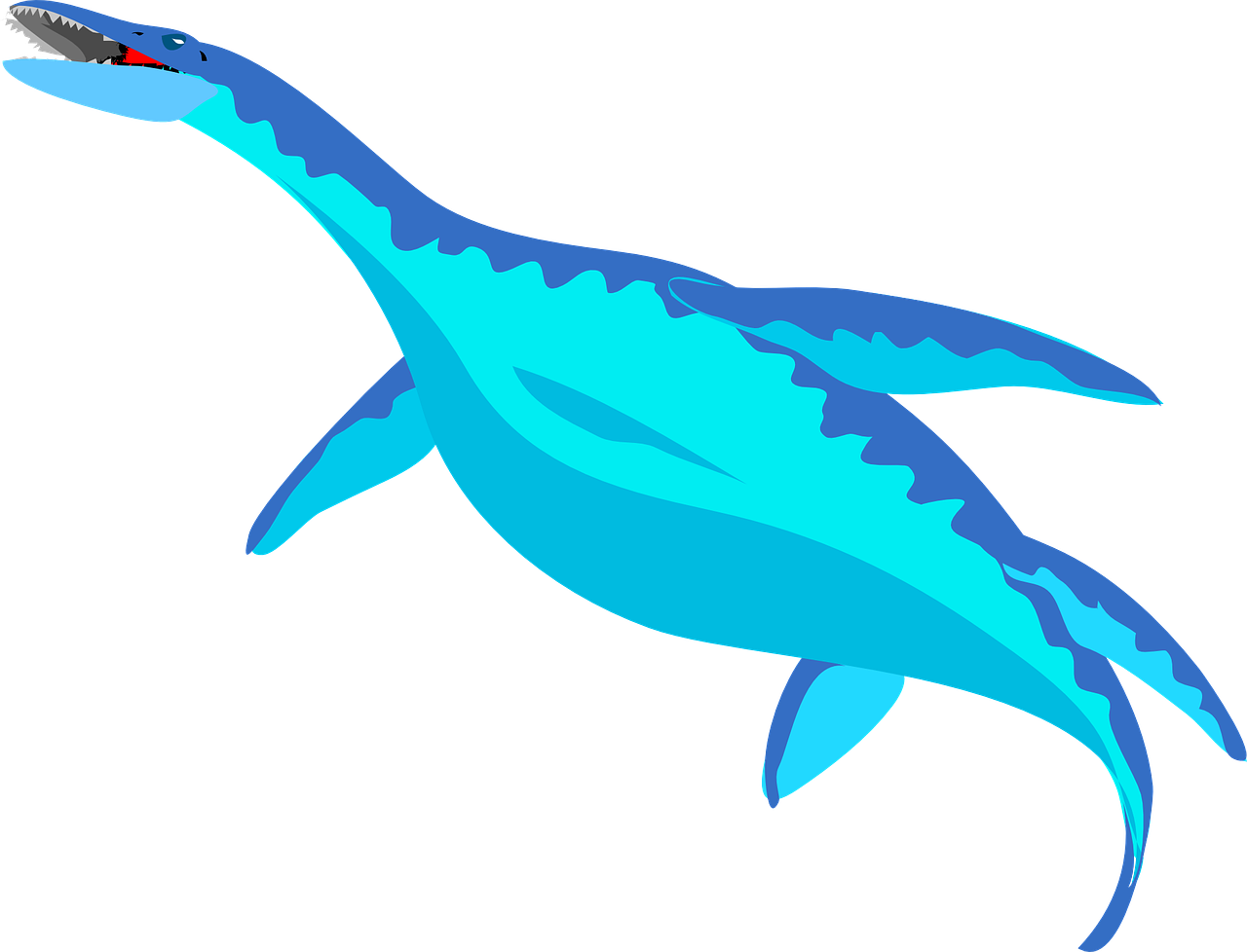 Dinosaurs Aquatic Blue - Sea Dinosaur Clip Art - Png Download (1280x978), Png Download