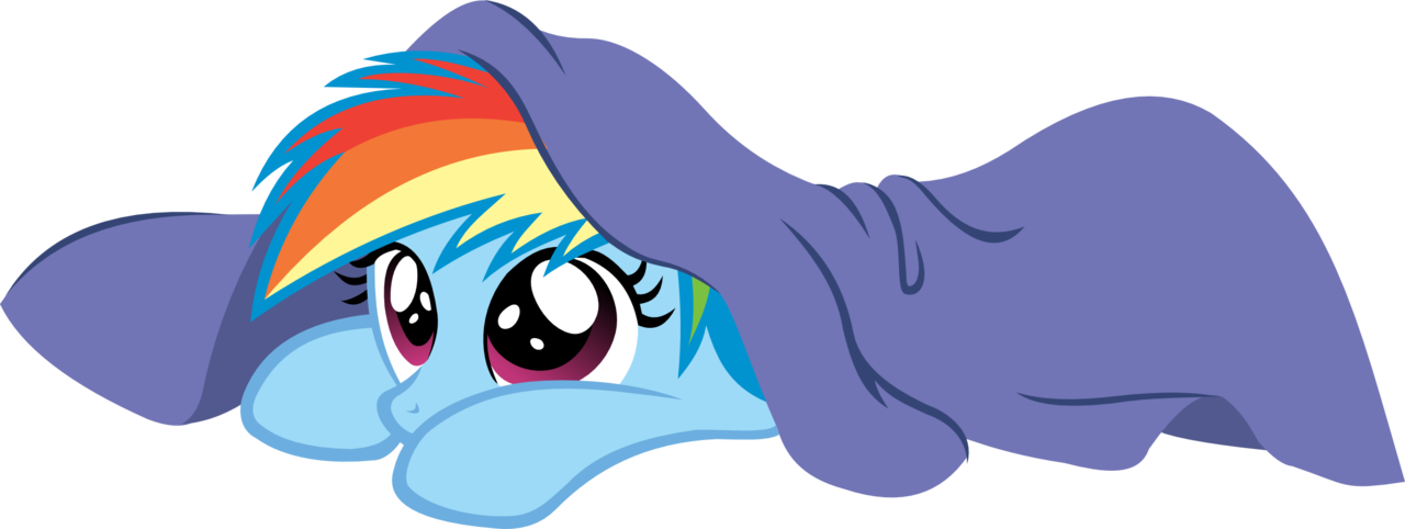 Png Transparent Download Artist Klaifferon Cute Filly - Rainbow Dash Under Blanket Clipart (1280x482), Png Download