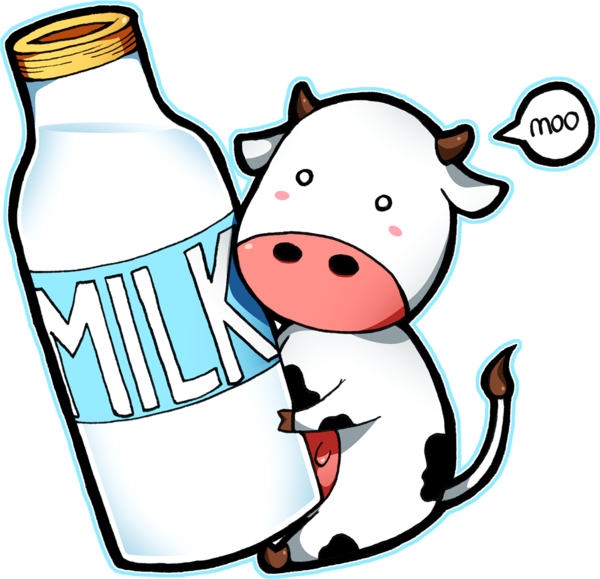 Milk Carton Clipart Chibi - Cow And Milk Cartoon - Png Download (600x579), Png Download