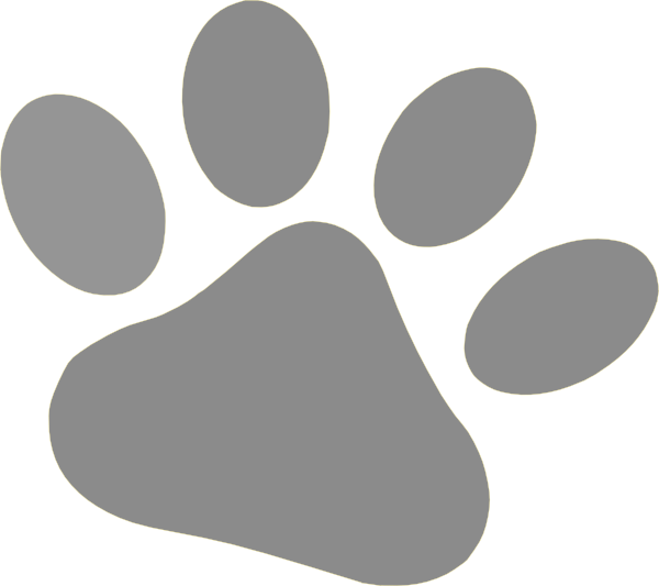 Grey Clipart Paw Print - Dog Foot Print Gray - Png Download (600x533), Png Download