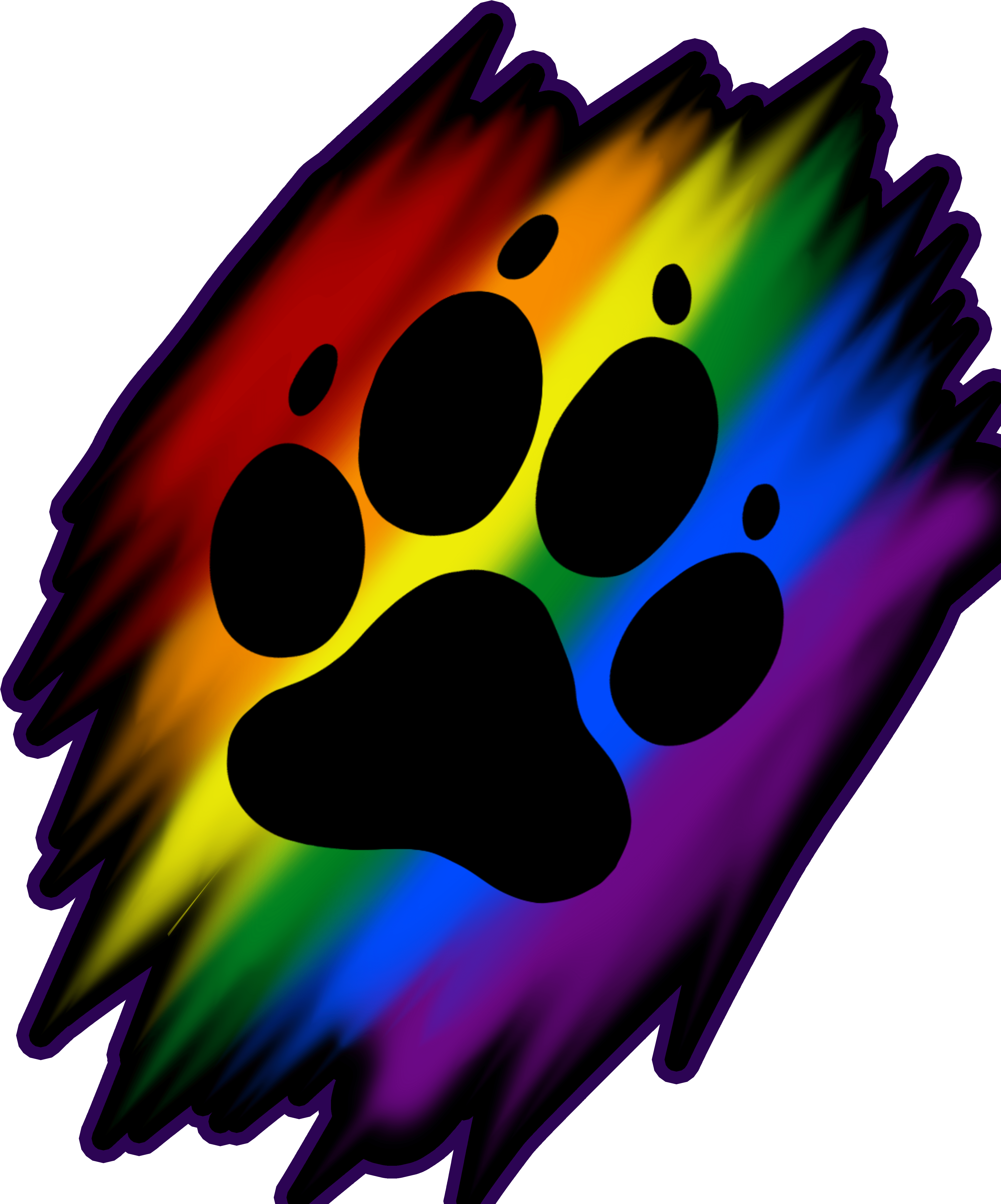 Rainbow Paw Print - Rainbow Dog Paw Print Clipart (3858x4822), Png Download