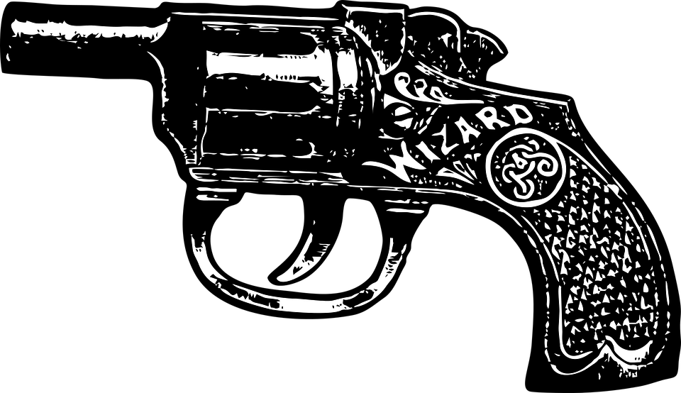 Pistol, Vintage Pistol, Gun, Vintage, Weapon, Handgun - Gun Drawing Png Clipart (960x554), Png Download