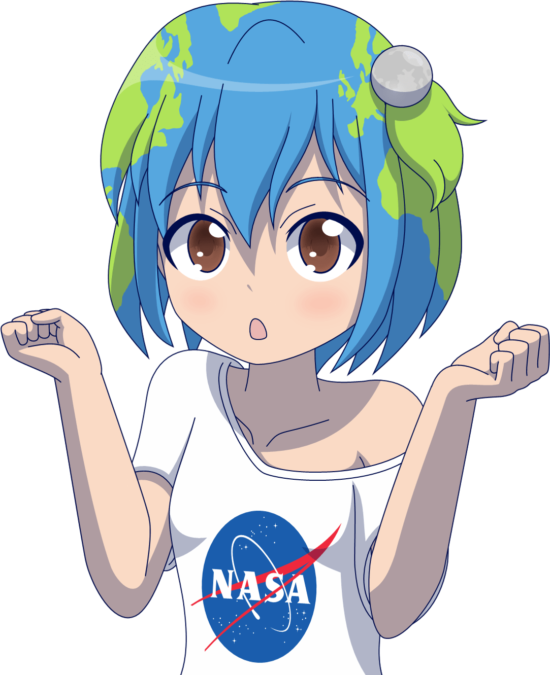 Earth Hair Blue Clothing Facial Expression Mammal Nose - Earth Chan Png Clipart (804x989), Png Download