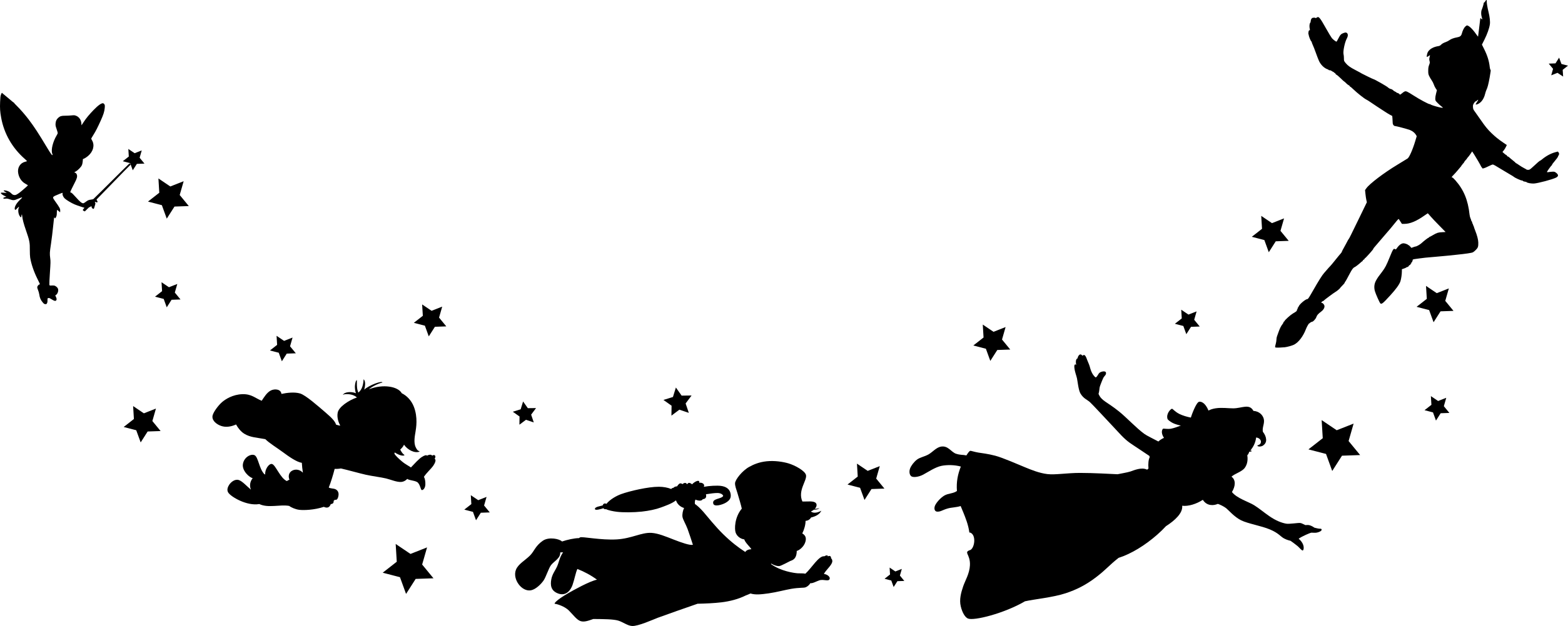 Silhouette Peter Pan Png Clipart (2507x1002), Png Download
