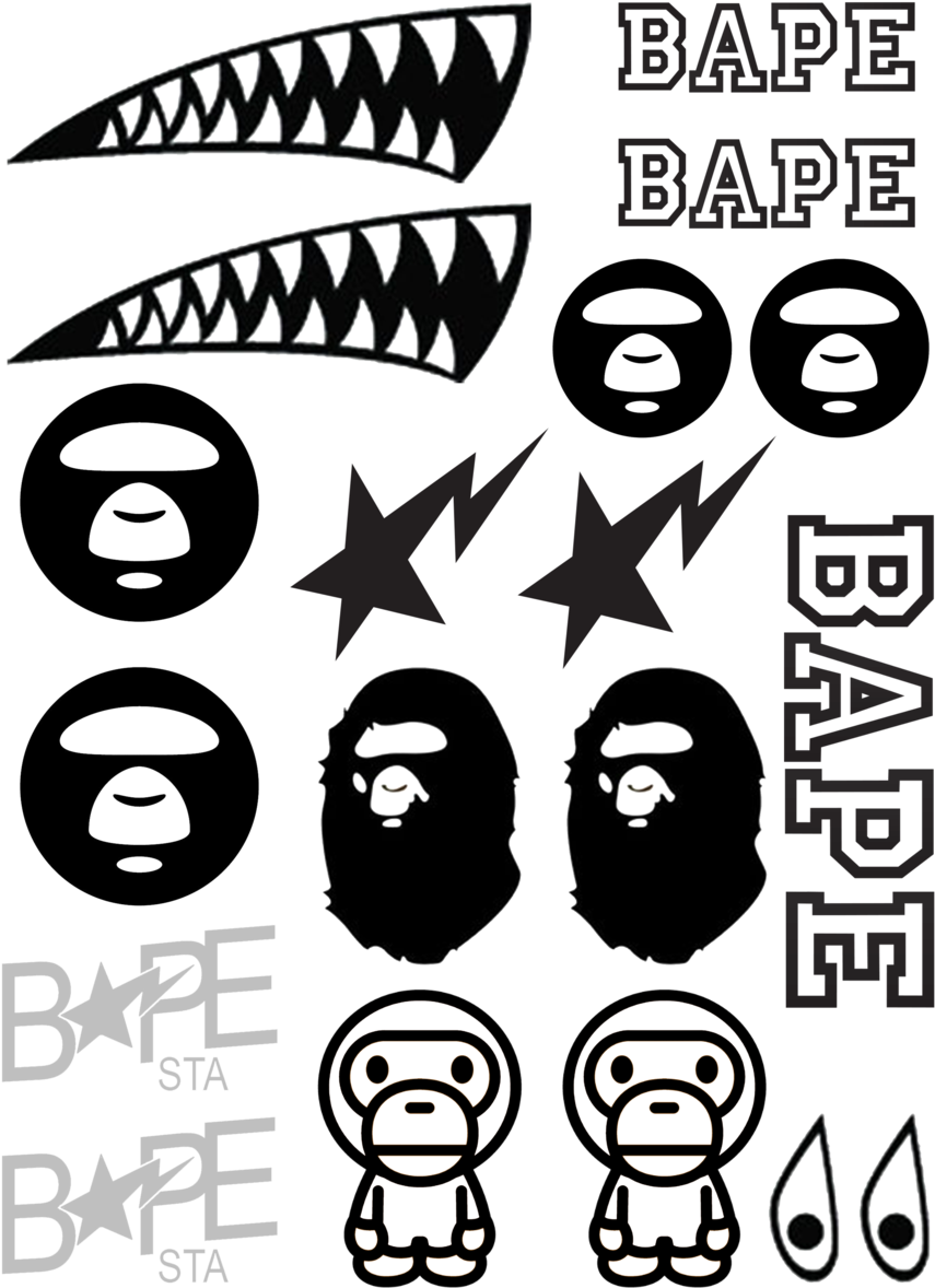 Bape Stencil For Shoes Clipart (873x1200), Png Download
