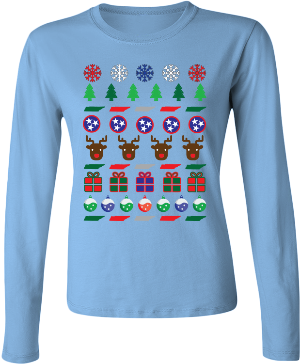 Tennessee Ugly Christmas Sweater Womens Long Sleeve Clipart (619x751), Png Download