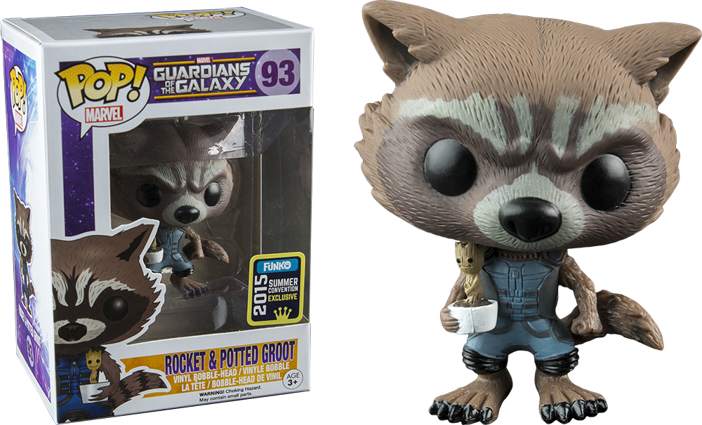 Guardians Of The Galaxy Funko Pop Rocket & Potted Groot - Funko Pop Rocket Clipart (1000x606), Png Download