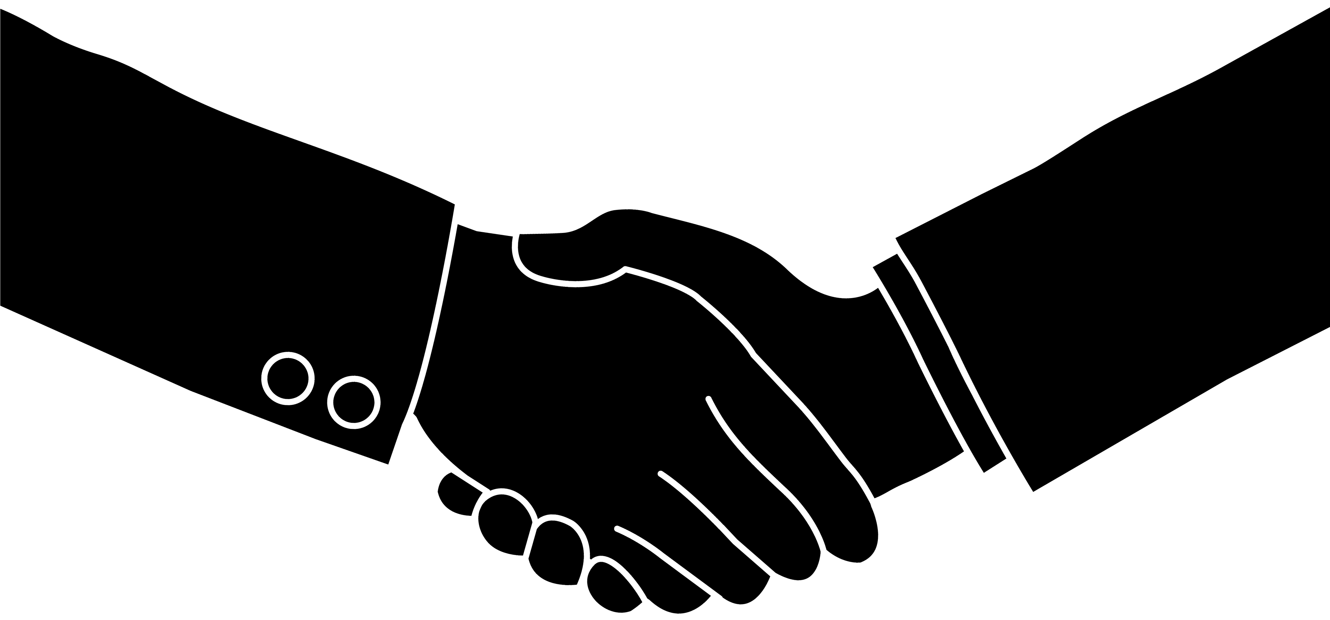 Business Handshake Black Silhouette - Handshake Silhouette Clipart (4781x2383), Png Download