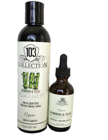 Bamboo & Teak Beard Bundle - Glass Bottle Clipart (494x659), Png Download