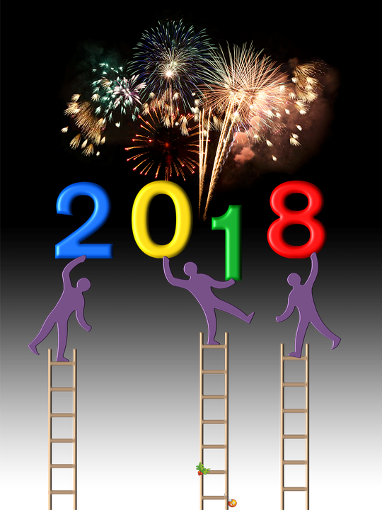 New Year's Day 2018 Party Fireworks Night Ladder - New Year's Day 2018 Clipart (540x720), Png Download
