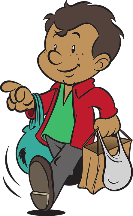 Man, Grocery, Walk, Food, Customer, Supermarket, Retail - Supermarket Walk Cartoon Clipart (443x720), Png Download