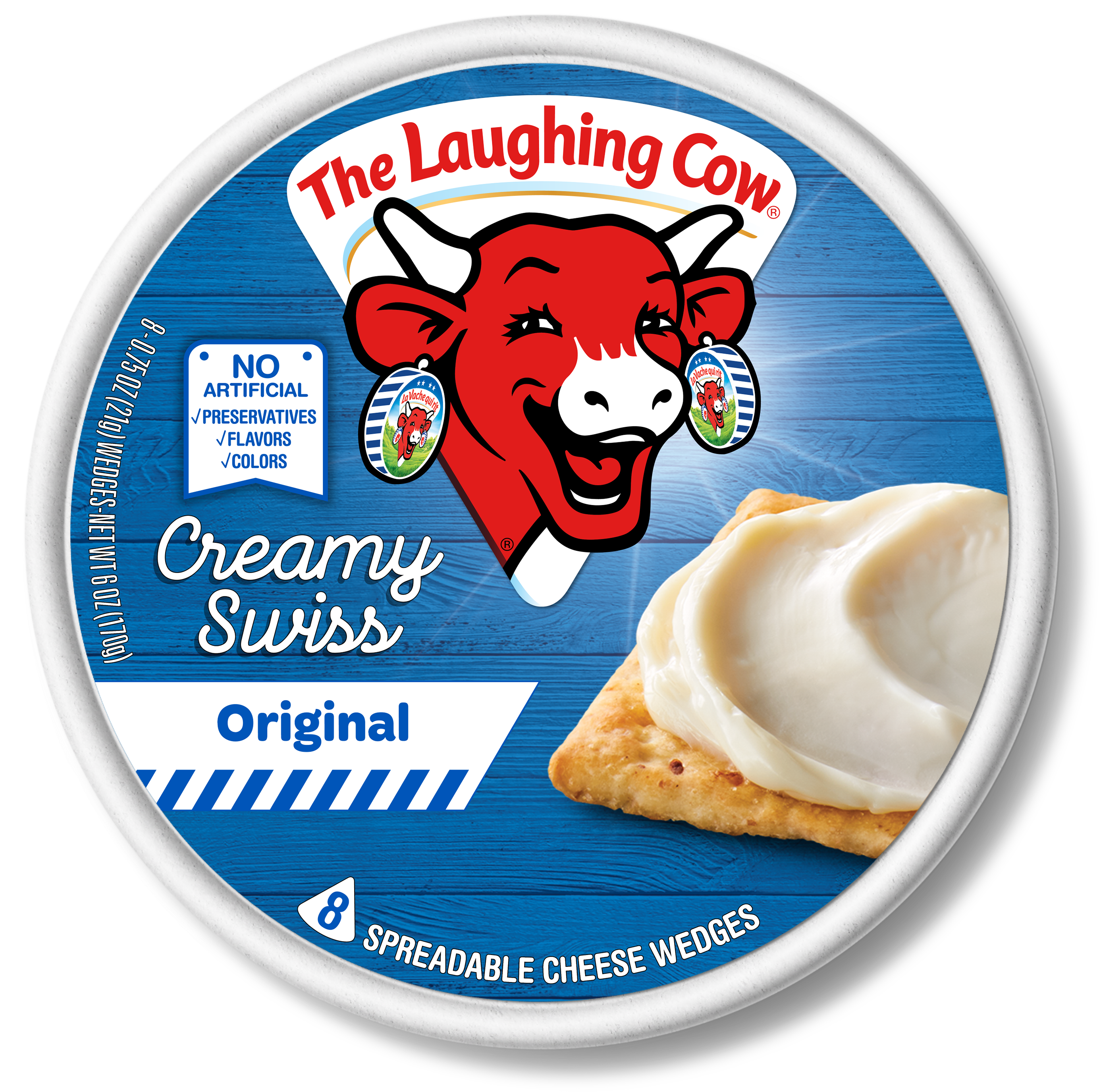 The Laughing Cow Creamy Original Swiss Cheese Spread, - Laughing Cow Cheese White Cheddar Clipart (3405x3090), Png Download