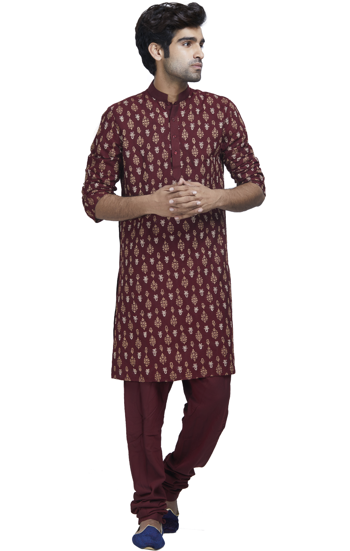 Maroon And Gold Kurta Set By Stylease Exclusive - Polka Dot Clipart (1139x1791), Png Download