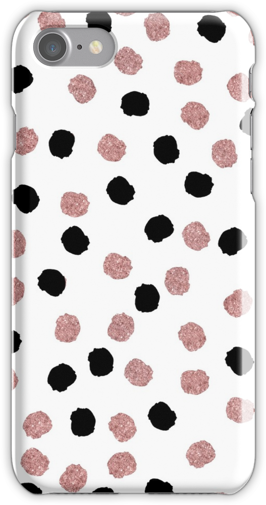 Modern Rose Gold Black Abstract Brush Polka Dots Iphone - Throw Pillow Clipart (750x1000), Png Download