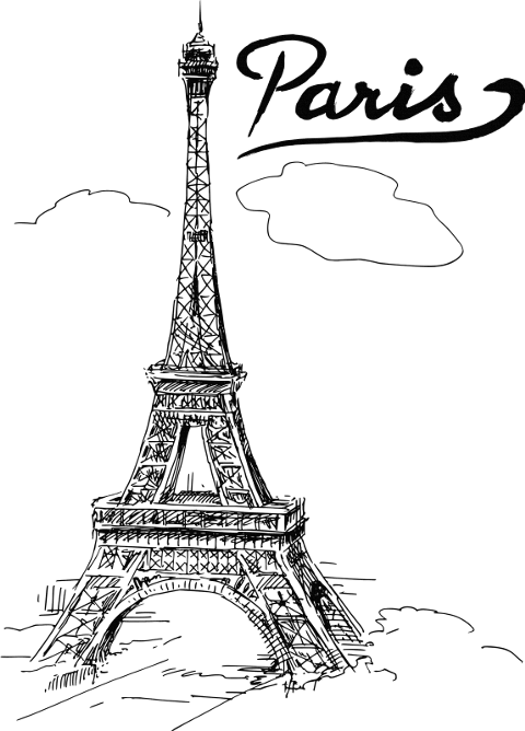 Drawing Paris Eiffel Tower Art Clipart (480x668), Png Download