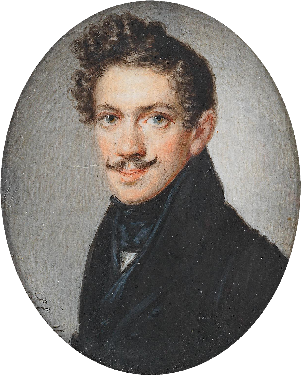 Schoeller Young Man With A Moustache And Dark Curls - Gentleman Clipart (1305x1611), Png Download