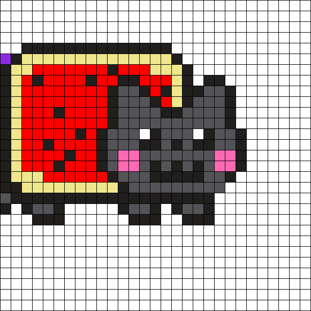 Nyan Harley Quinn Part1 Perler Bead Pattern / Bead - Pixel Art Neon Cat Clipart (610x610), Png Download
