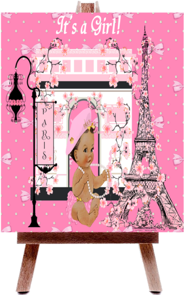 Pink Eiffel Tower Paris Baby Shower Poster Board Fiat - Picture Frame Clipart (600x600), Png Download