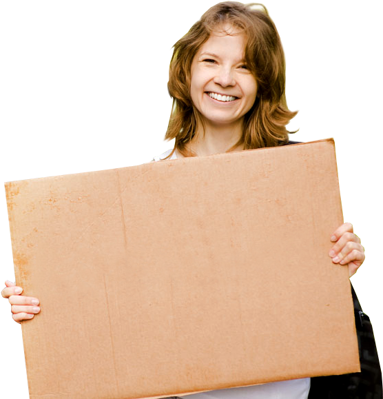 Happy Smiling Girl Holding Blank Board - Girl Holding A Blank Board Png Clipart (600x600), Png Download