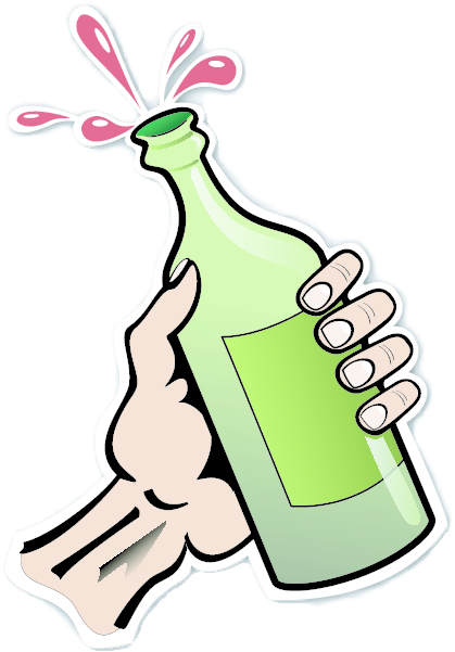 Beer Bottle Clipart Png - Bottle On The Hand Transparent Png (574x768), Png Download