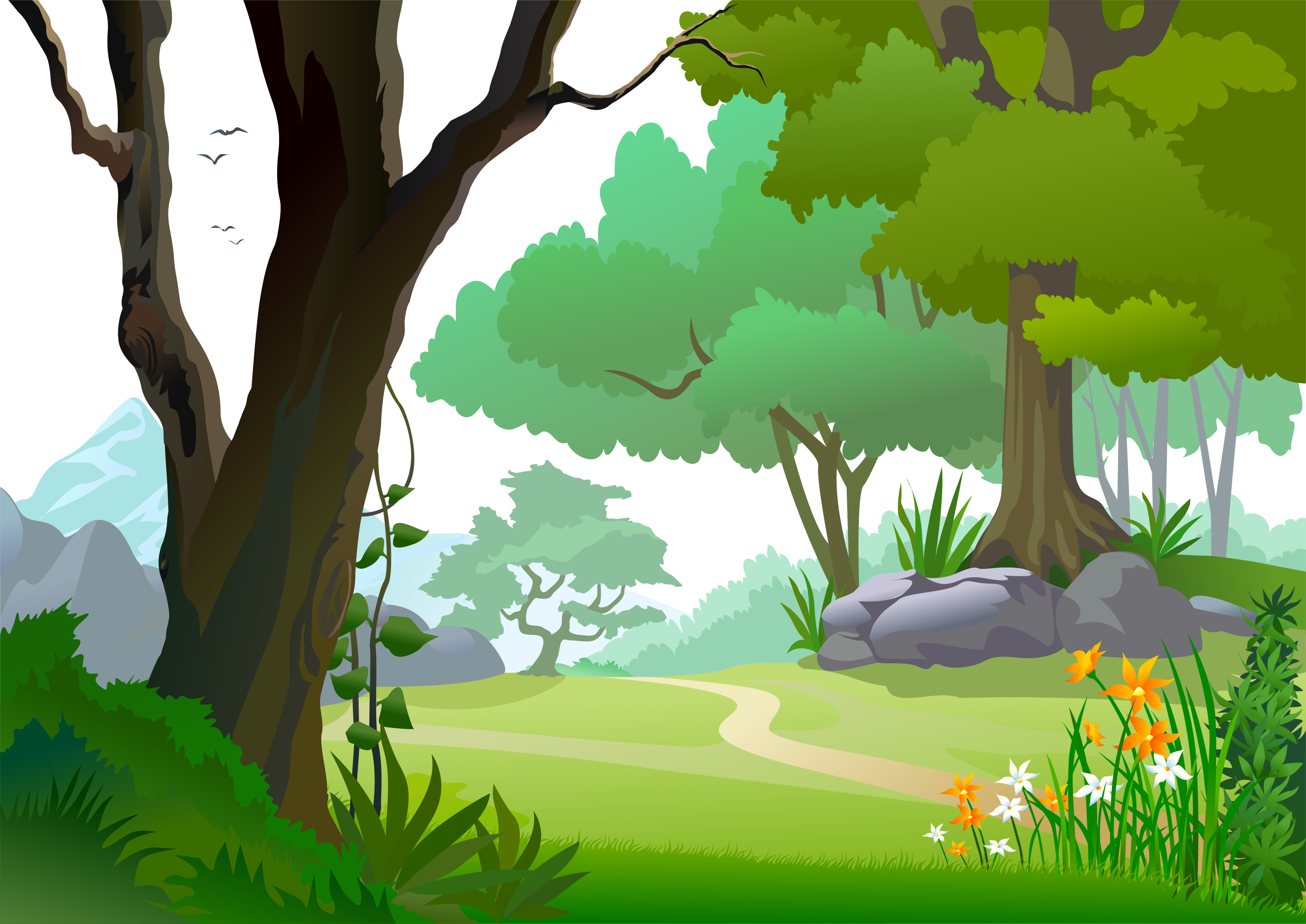 Zoo Clipart Scenery - Animated Cartoon Forest Background - Png Download (3313x2343), Png Download