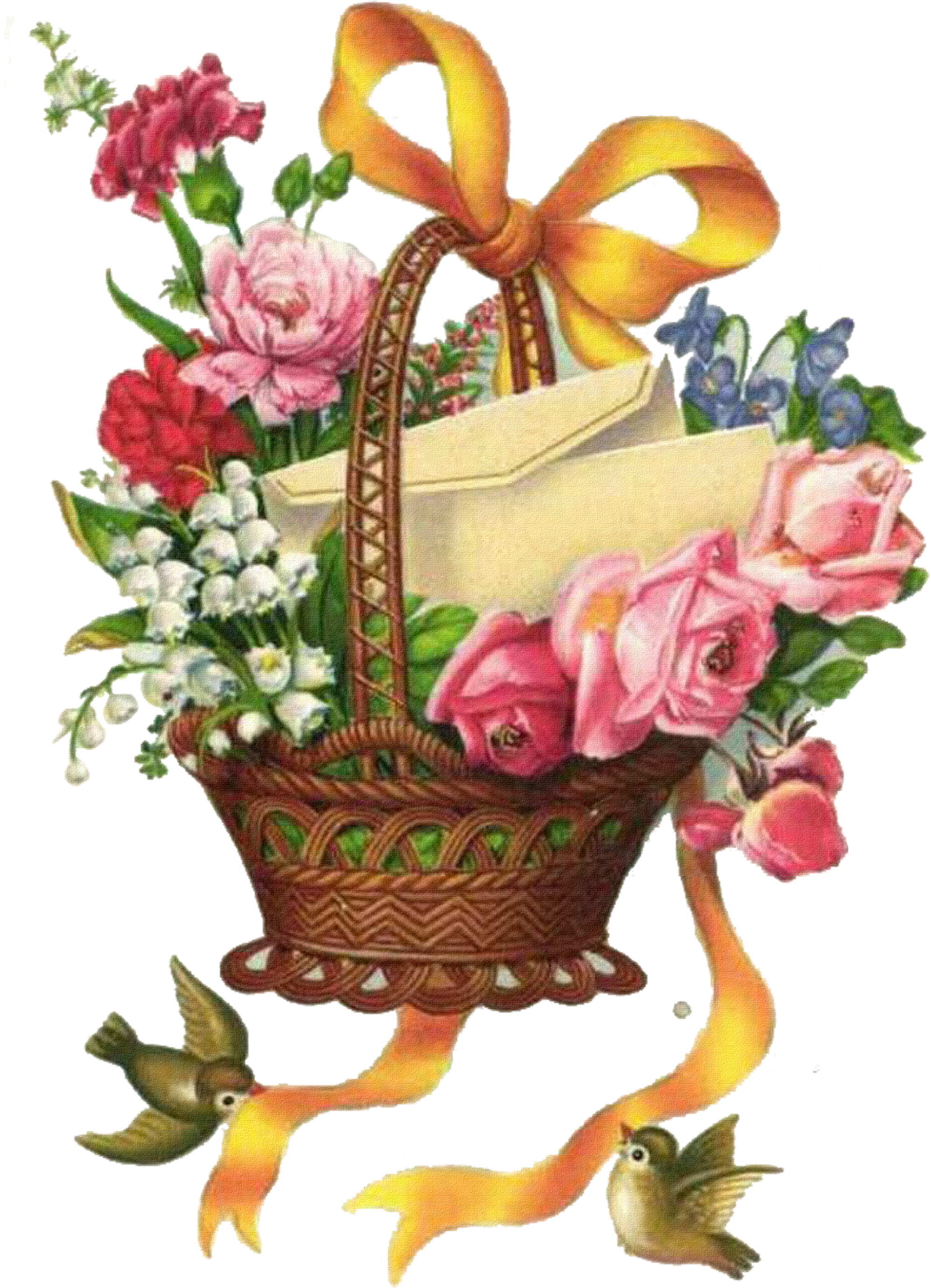Vintage Flower Drawing - Vintage Flowers Bouquets Drawings Clipart - Png Download (1996x2761), Png Download