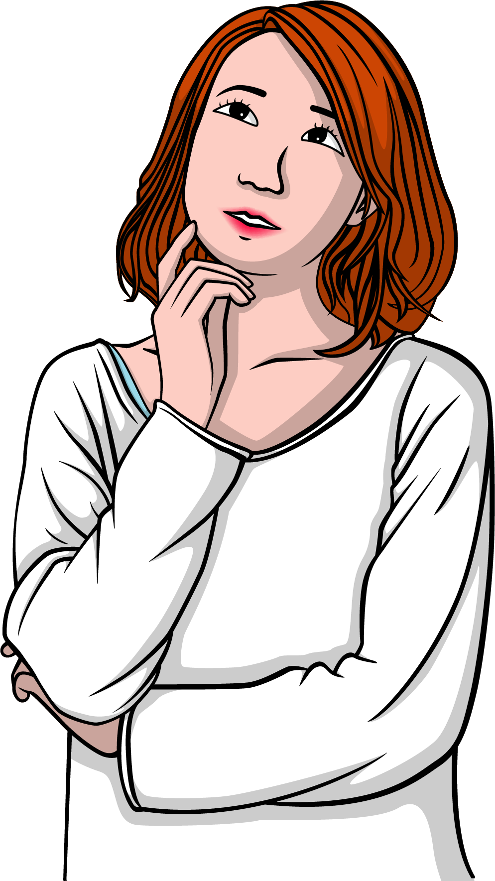 Woman Thought Girl Clip Art - Lady Thinking Clip Art - Png Download (994x1769), Png Download