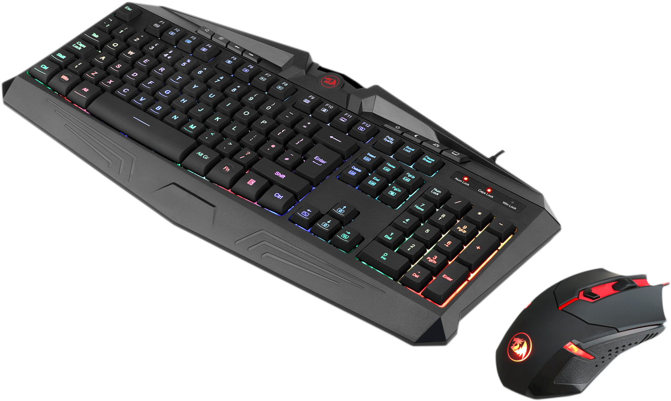 Redragon S101-uk Gaming Keyboard And Mouse Set Silent - Gaming Keyboard And Mouse Transparent Background Clipart (1500x1500), Png Download