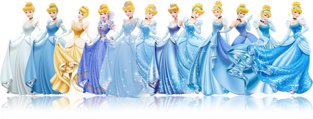 And Every One Of Them Shifts Slightly From Its Predecessor - Disney Princess Cinderella Evolution Clipart (1024x384), Png Download