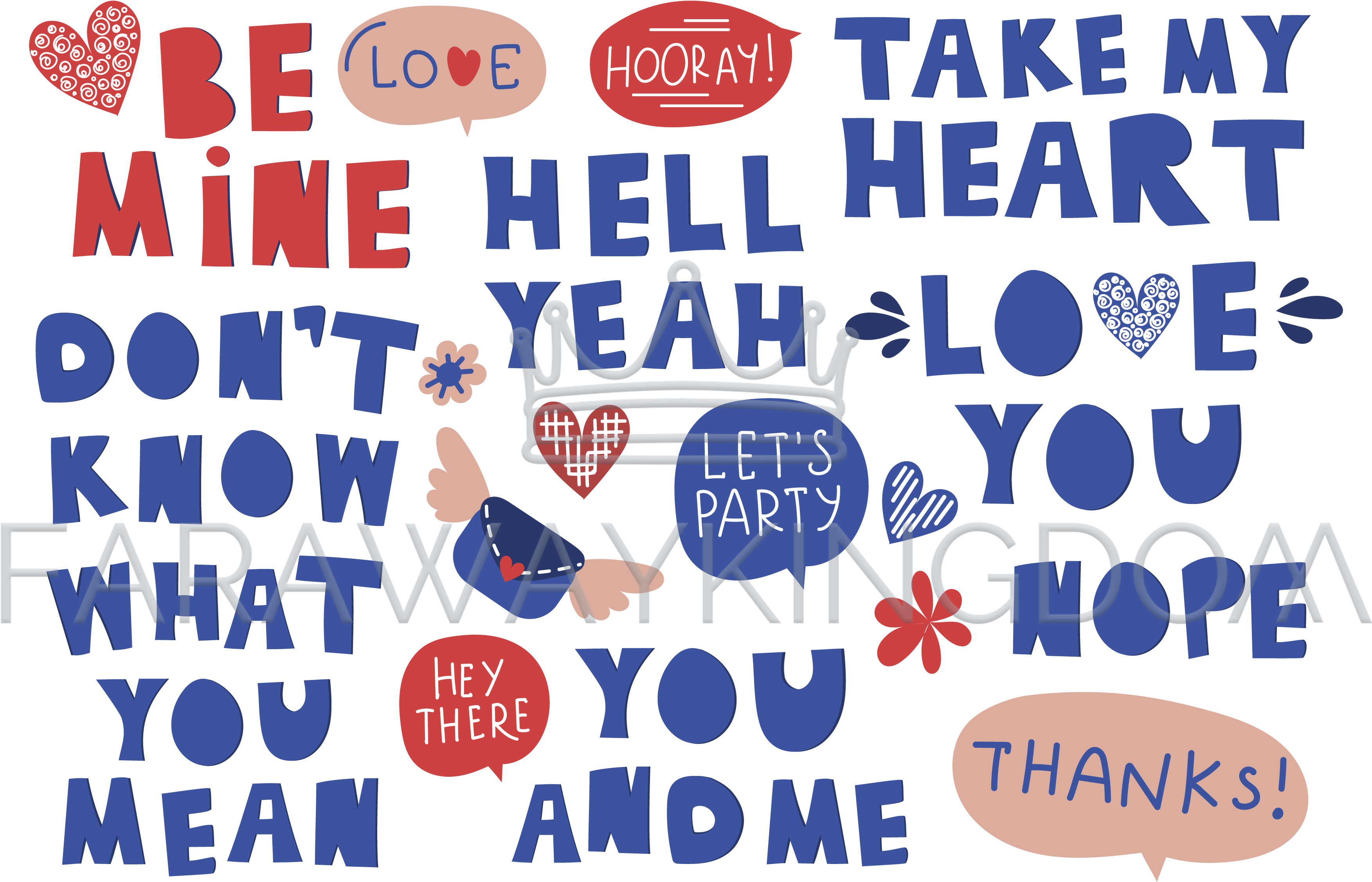 Love Letters Valentine Day Phrases Vector Illustration - Poster Clipart (3508x2480), Png Download