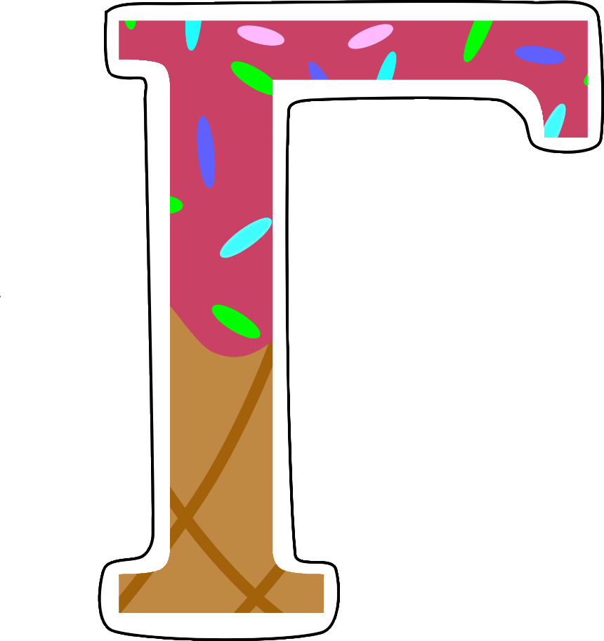 Ice Cream Greek Letters Sticker Clipart (860x913), Png Download