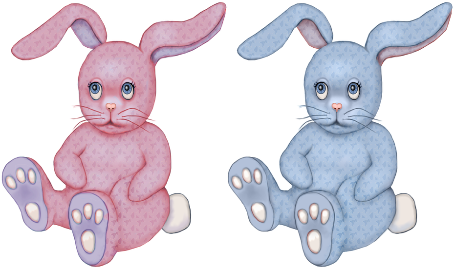 Toy Bunny Rabbit Stuffed Toy Pink Blue Graphic - รูป การ์ตูน กระต่าย สี ฟ้า Clipart (960x593), Png Download