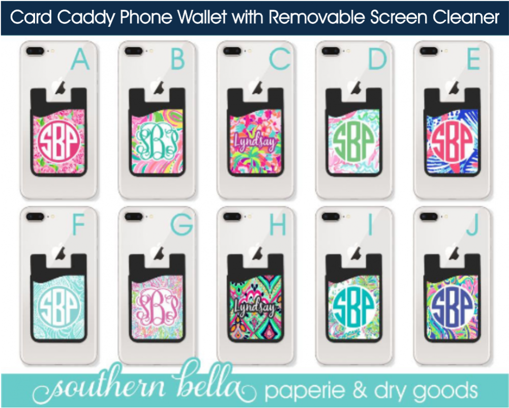 Inspired Monogrammed Cell Phone Card Caddy Inspcc - Cute Credit Card Holder For Phone Clipart (1000x1000), Png Download