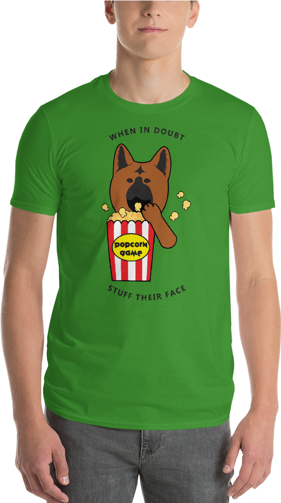Red Akita Popcorn Hashtagtshblack Mockup Front Mens - Shirt Clipart (1000x1000), Png Download