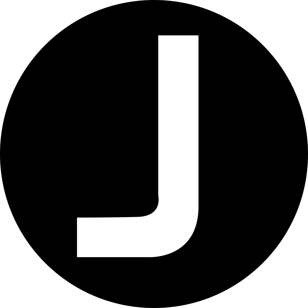 В черном круге буква. J. Буква j. Логотип j. Лого с буквой j.