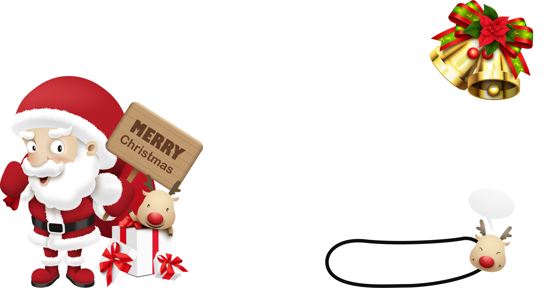 Vector Santa Merry Christmas - Cartoon Clipart (1902x1003), Png Download