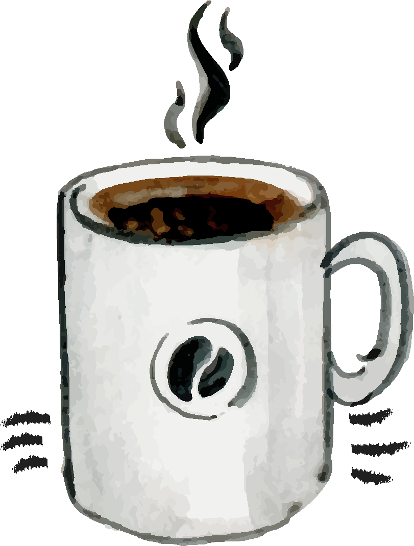Cartoon Line Aroma Coffee Element - Tazas De Cafe Acuarela Png Clipart (811x1070), Png Download