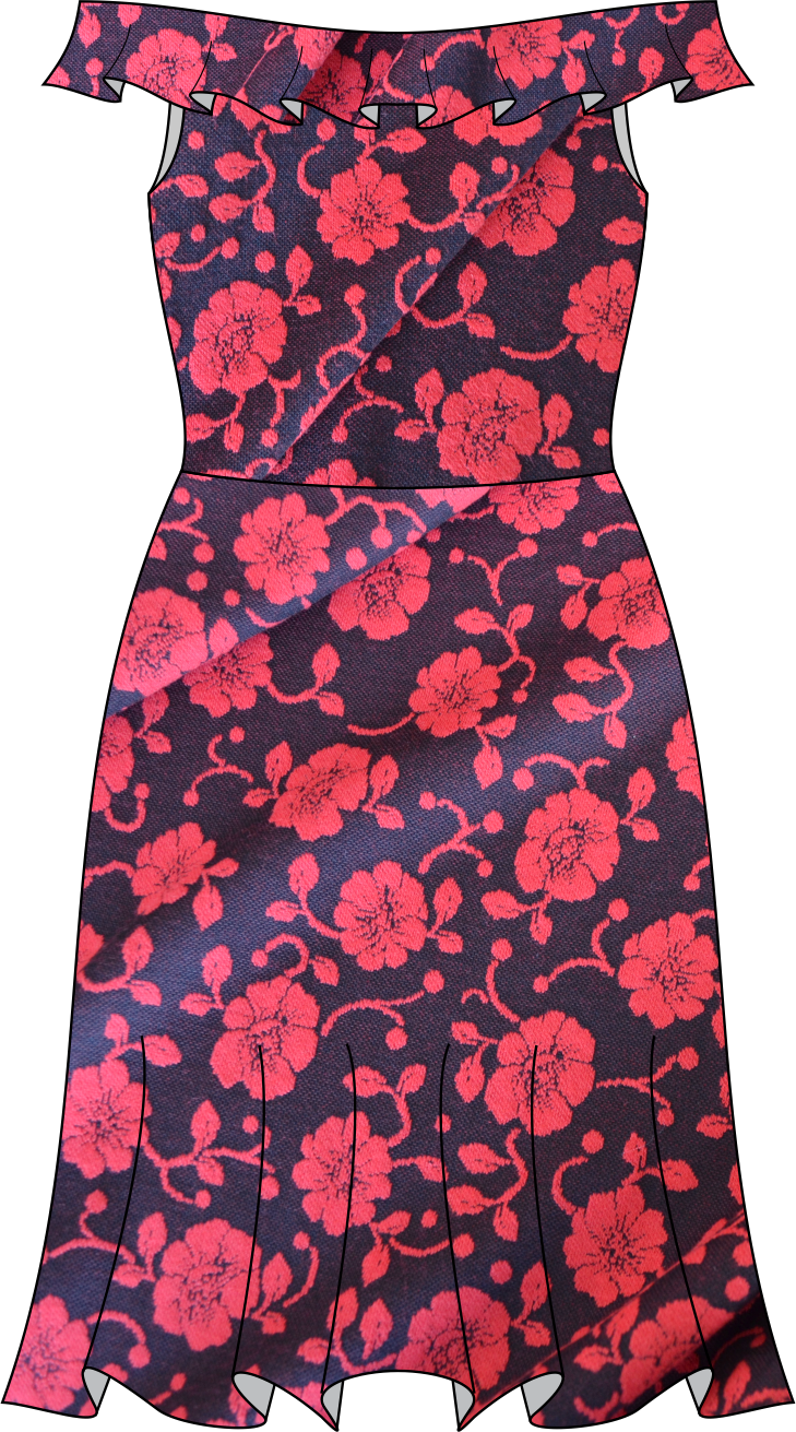 6665 Garden Vestido - Day Dress Clipart (729x1311), Png Download