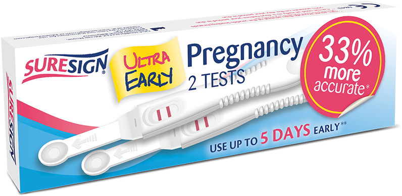 Suresign Ultra Early Pregnancy Test - Suresign Clipart (823x398), Png Download