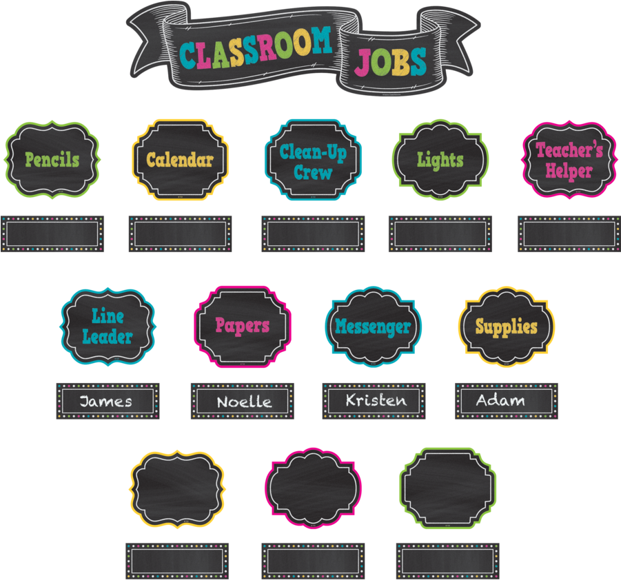 Tcr 5653 Chalkboard Brights Classroom Jobs Mini Bbs - Classroom Jobs Clipart (900x900), Png Download